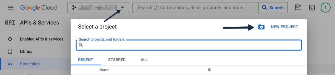 google drive api select a project