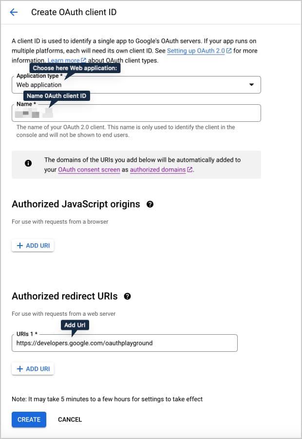 google drive api create oauth client