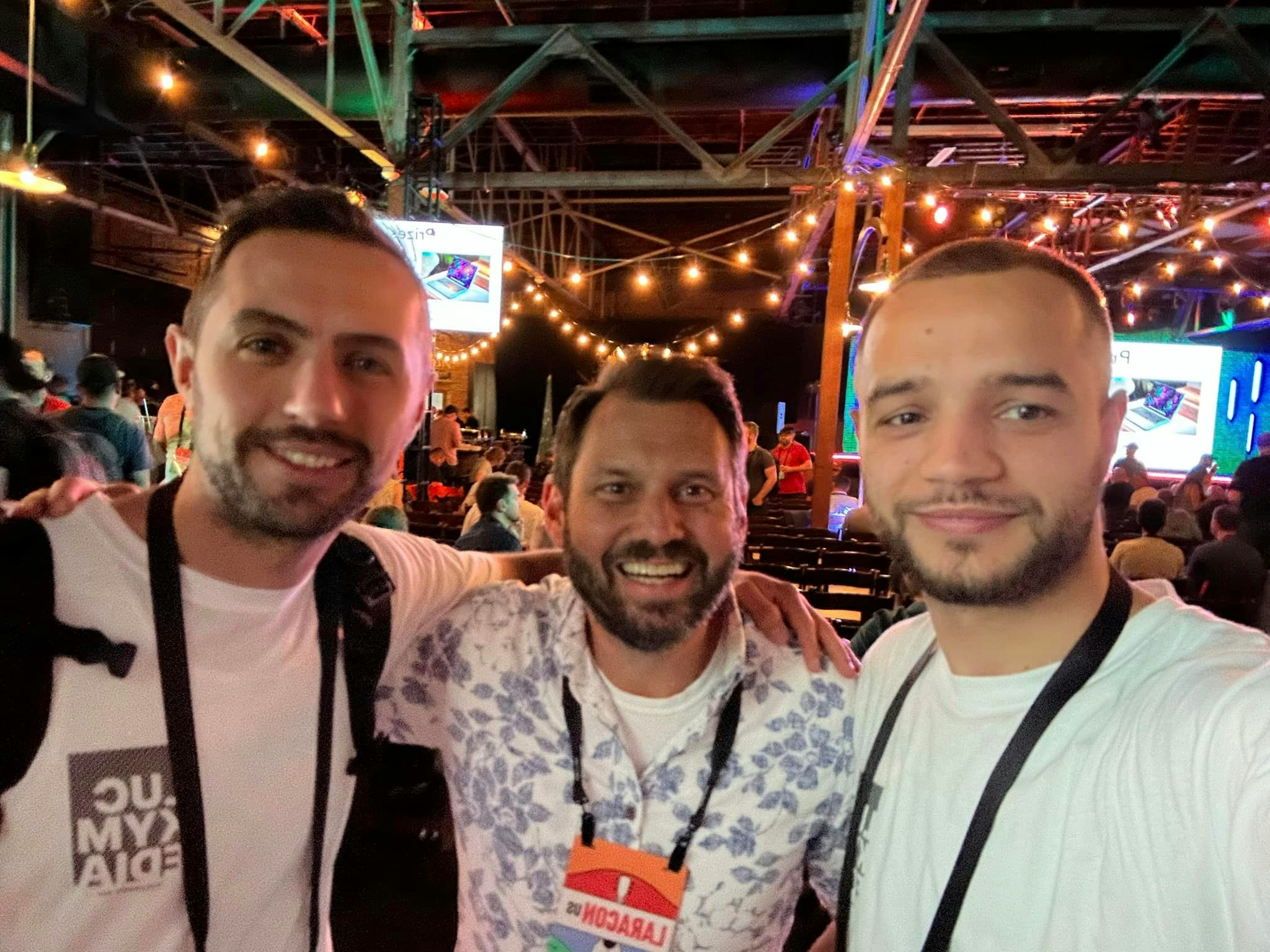 Lokman and Arlind with Eric L. Barnes from Laravel News at Laracon US 2023